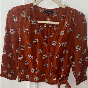 Madewell Rust Floral Wrap Blouse